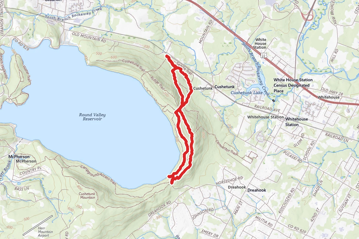Cushetunk Trail, Yellow, Blue, and White Trail Loop