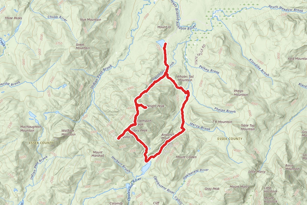 Wright Peak, Alqonquin Peak, Iroquois Peak and Avalanche Lake Loop