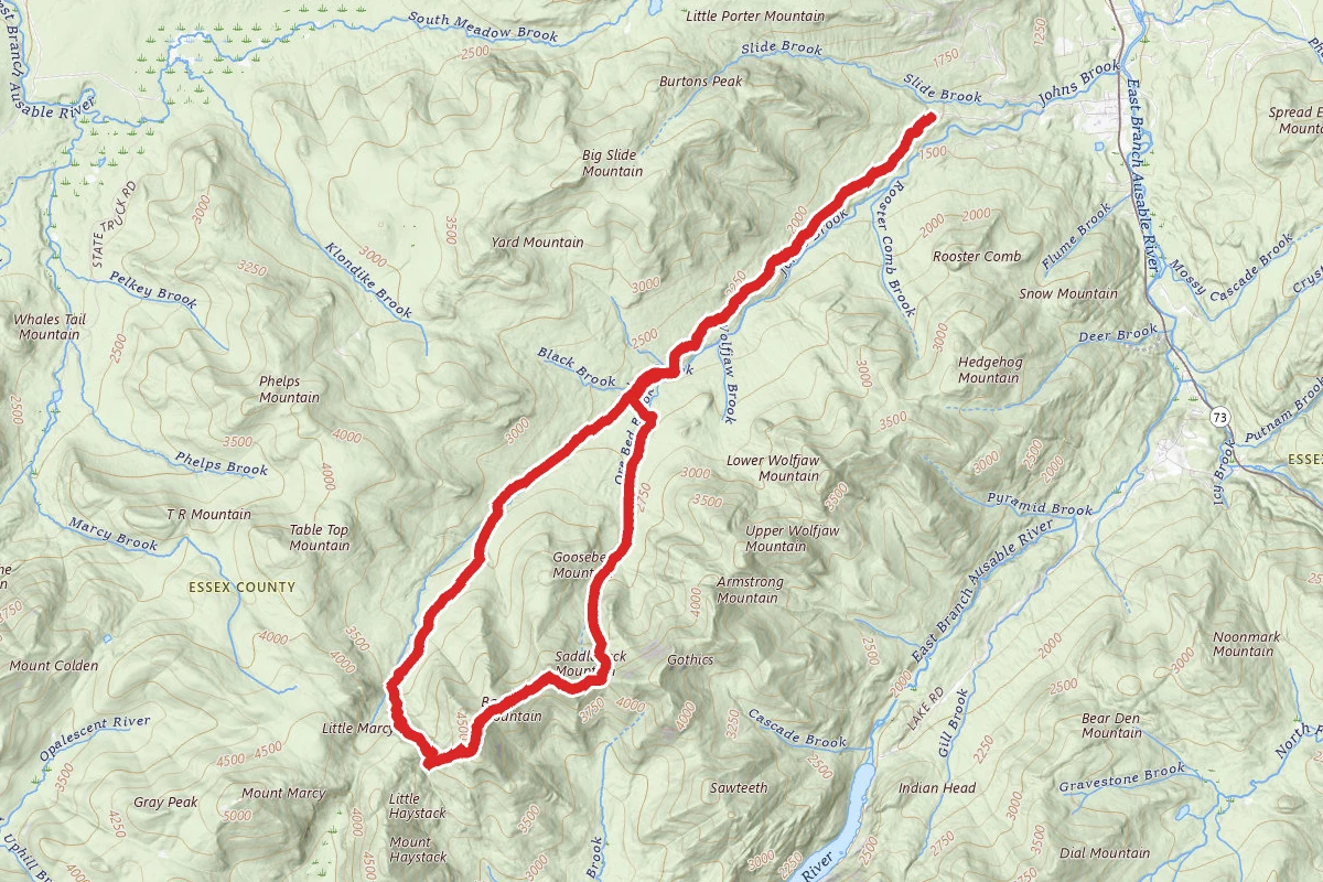 Basin Mountain Saddleback Mountain Loop via Phelps Trail