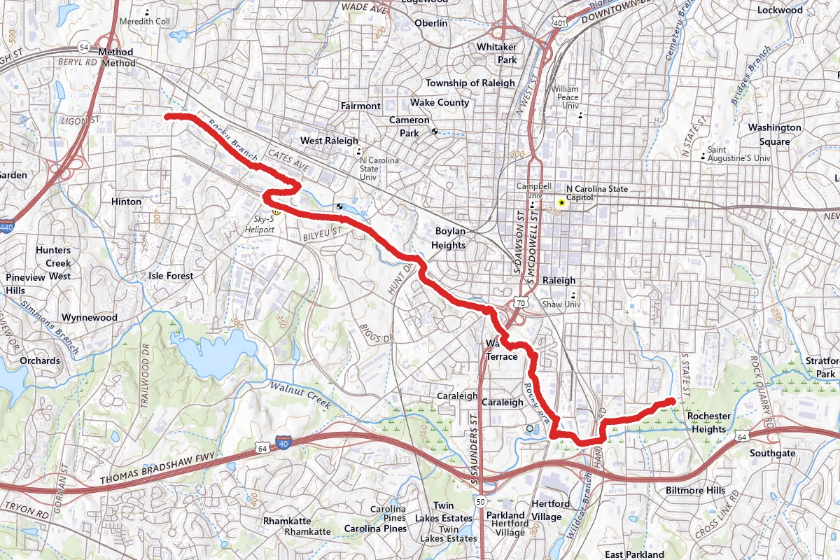 Rocky Branch Trail via Walnut Creek Trail
