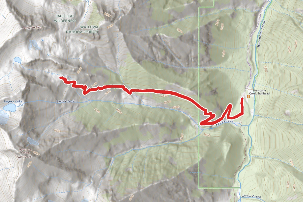Falls Creek trail to Legore Mine