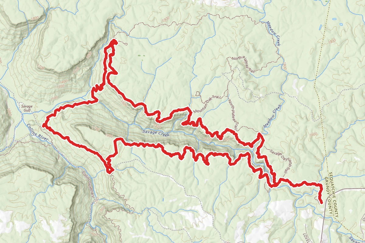 Savage Gulf North Rim to South Rim