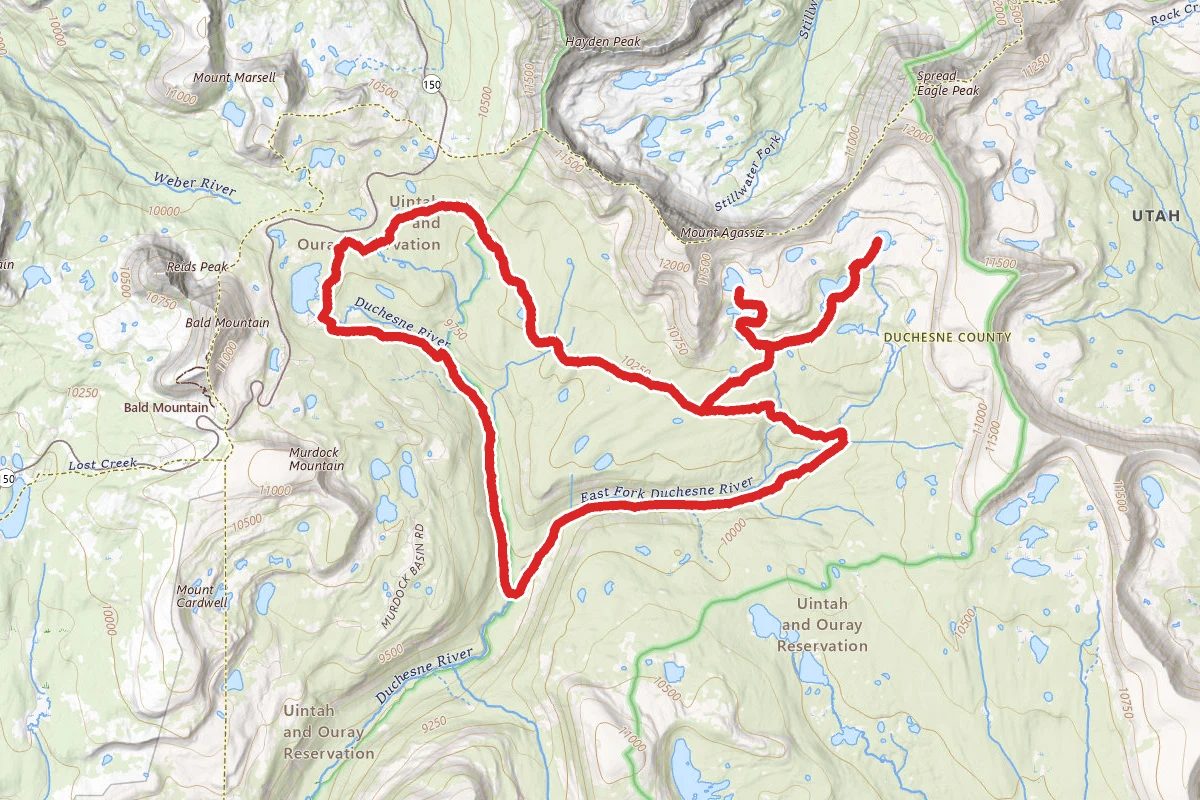 Duchesne River Trail to Four Lakes Basin to Highline Trail Loop