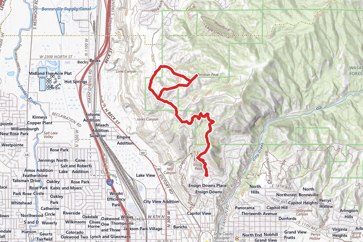 Meridian Peak via Ensign Peak Trailhead