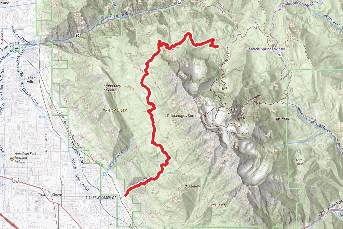 Timpanooneke Campground to Battle Creek Canyon