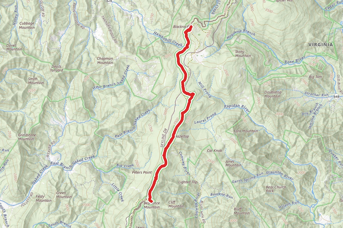 Big Meadows to Lewis Mountain Cabins via Appalachian Trail
