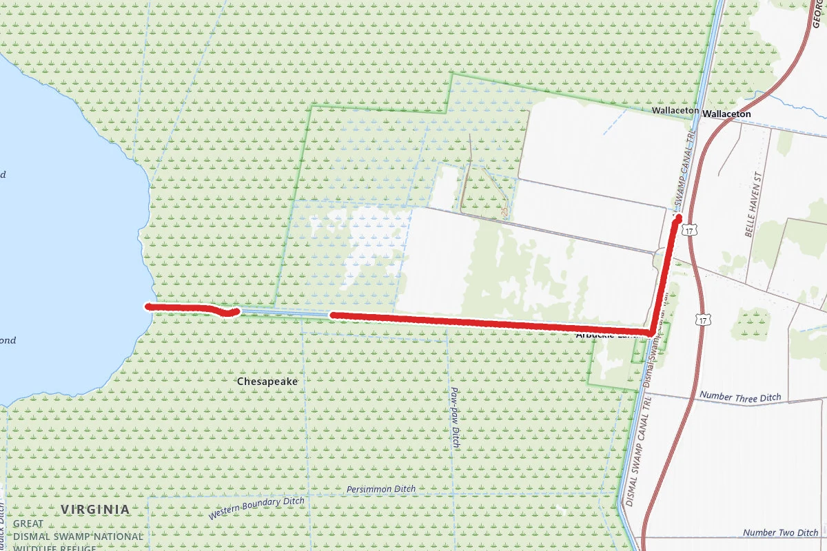 Lake Drummond via Dismal Swamp Canal Paddle Route