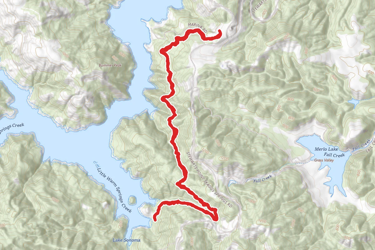 Lake Sonoma South Lake Trail from Skaggs Springs