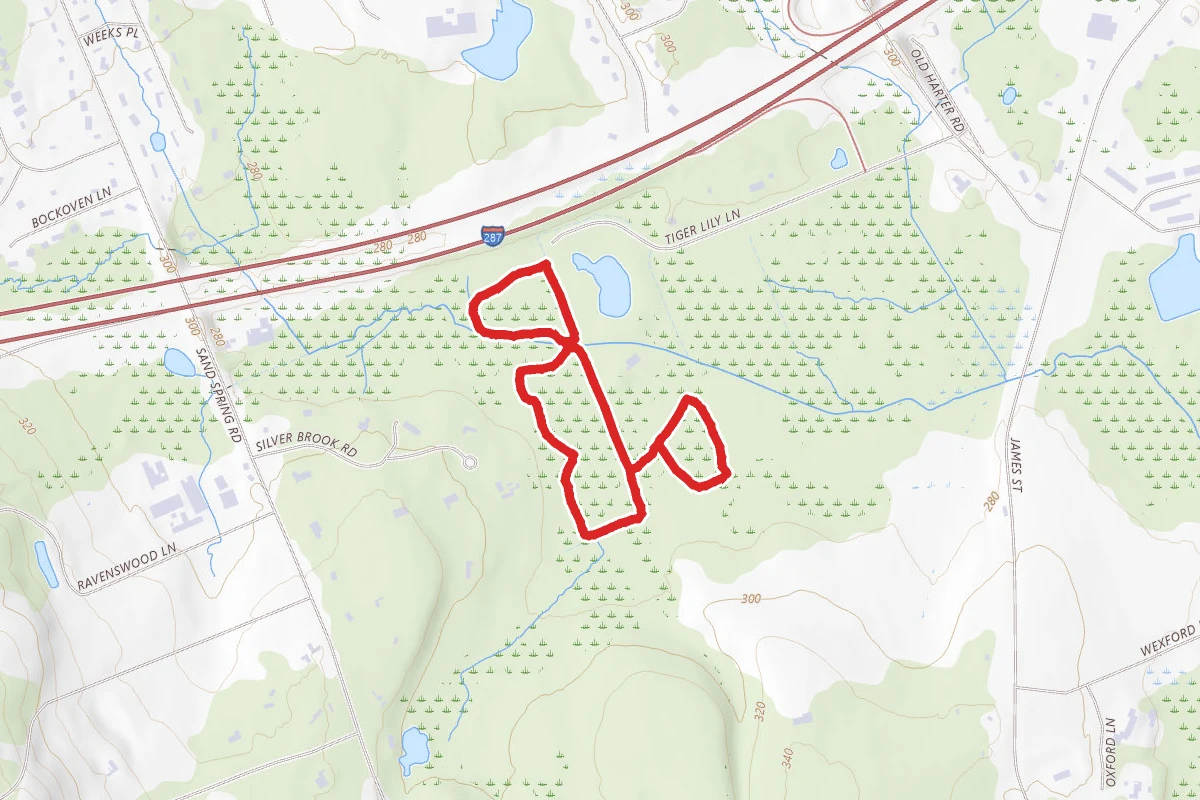Silverbrook Trail Orange, Red, and Blue Loop at Great Swamp Watershed Association