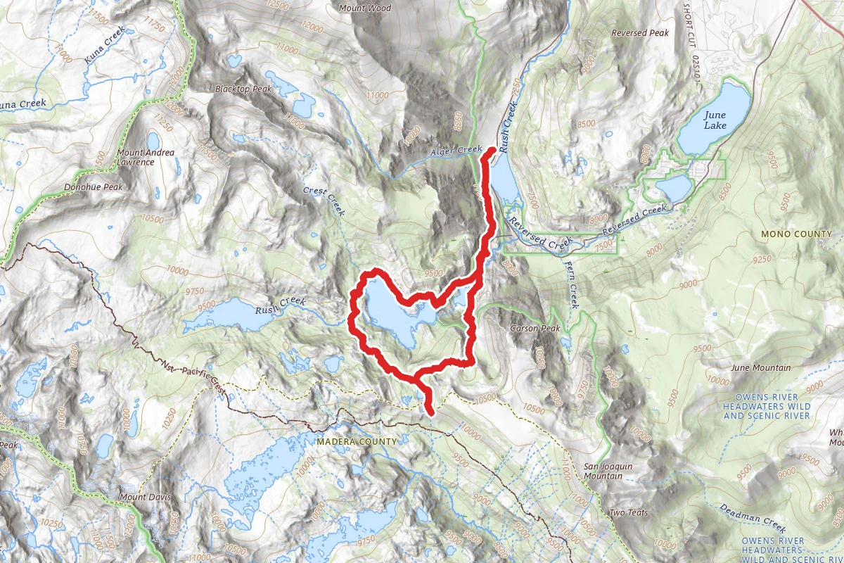 Silver Lake and Clark Lakes to Agnew Pass in the Eastern Sierras