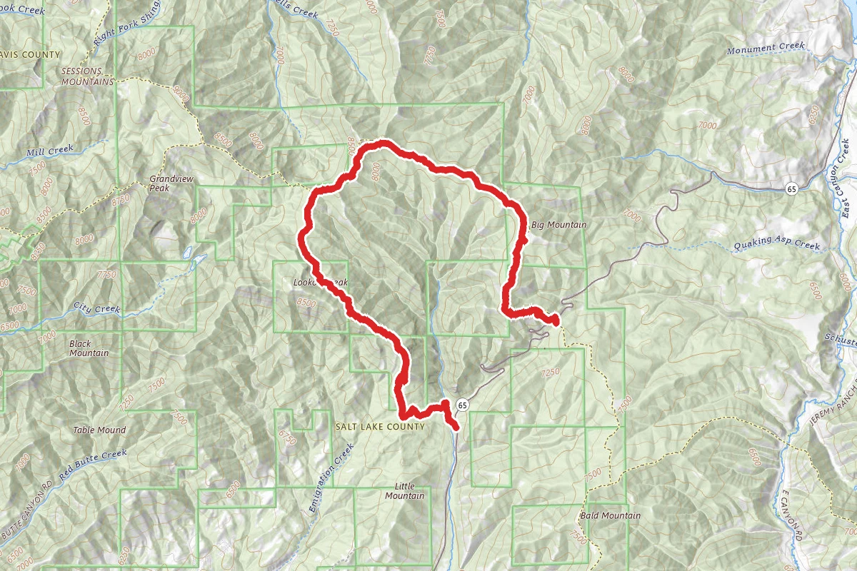 Great Western Trail to Lookout Peak Trail Loop