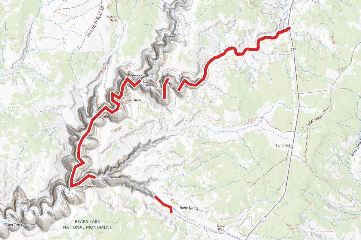 Kane Gulch Trail route map