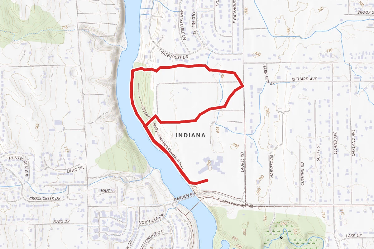 Clay Park River Trail route map
