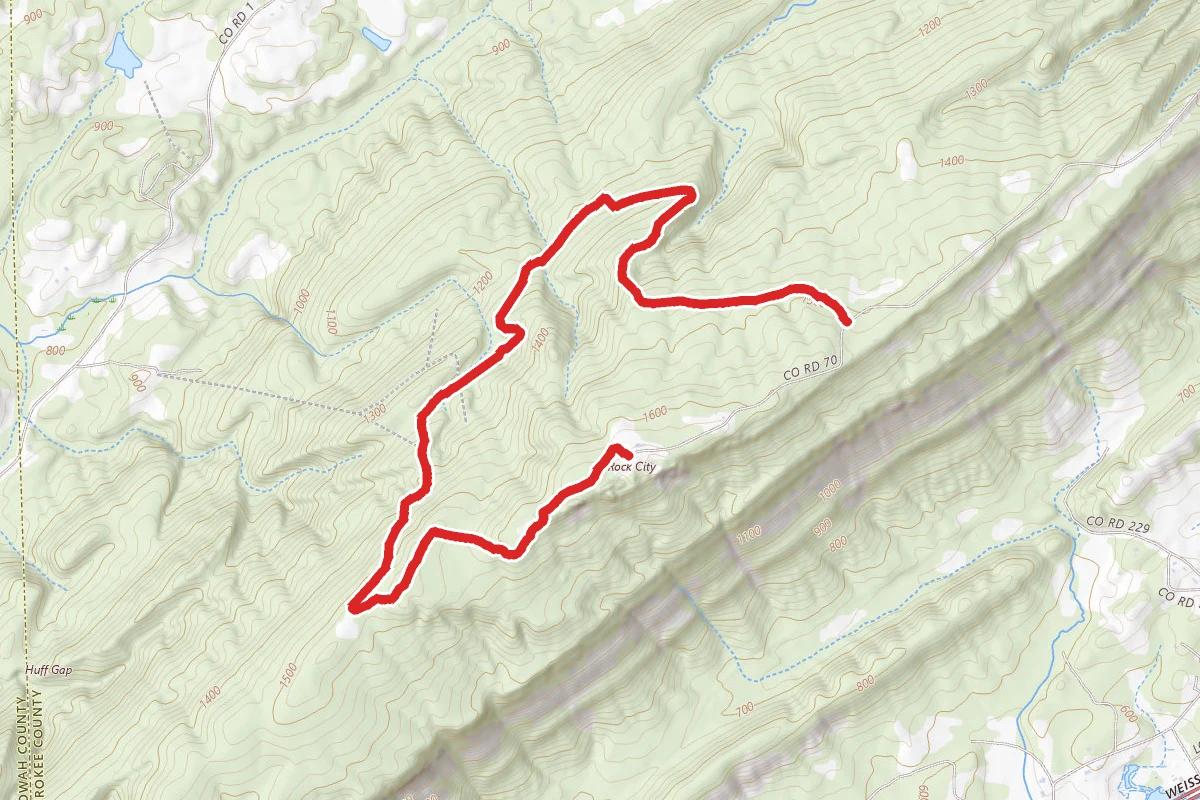 Cherokee Rock Village Blue Trail via Green Trail