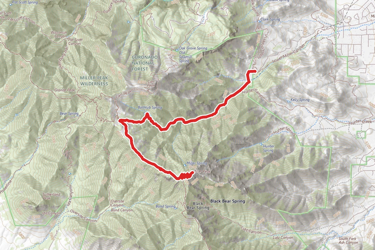 Miller Canyon Trail to Miller Peak