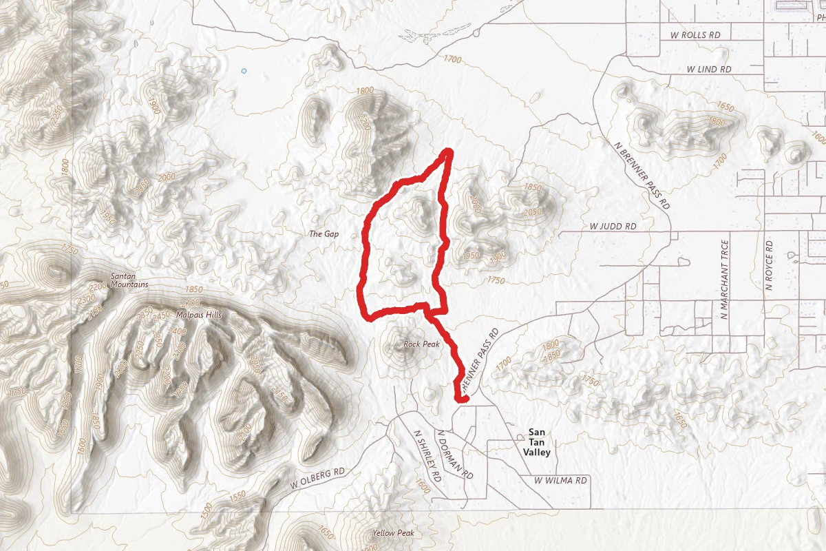 Rock Peak Wash to San Tan to Rock Peak Loop