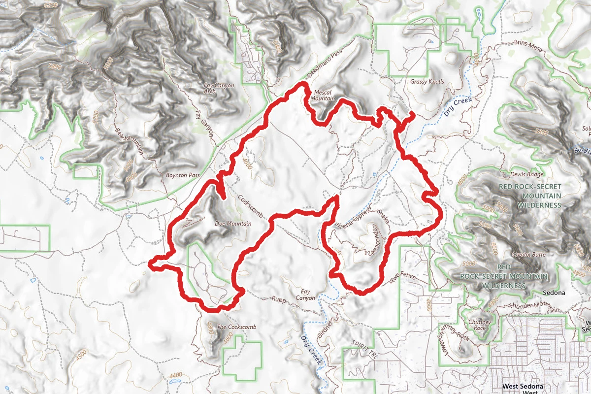 Mescal, Aerie, Cockscomb and Dawa Loop