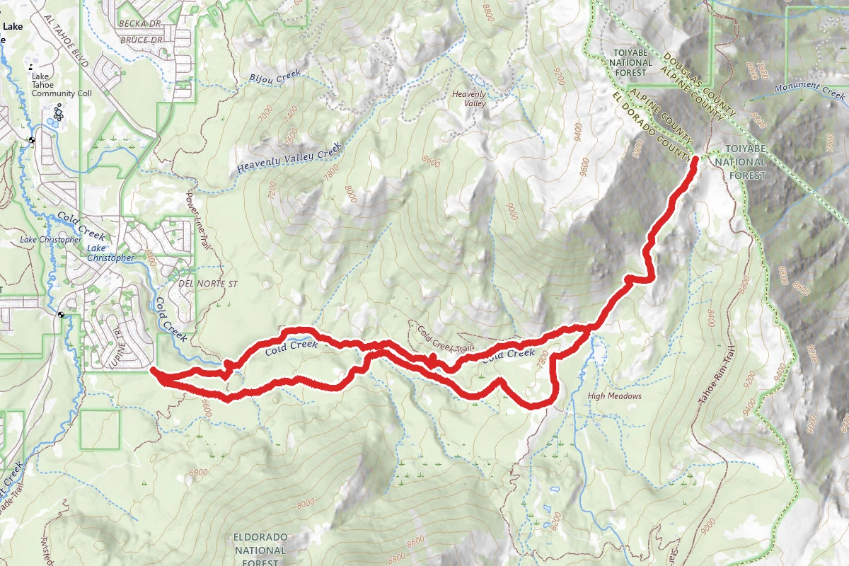 Cold Creek and Monument Pass Trail to Monument Pass