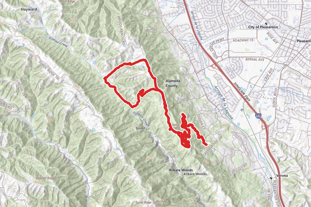 Valley View Trail to Ridgeline Trail to Sinbad Creek Trail Loop