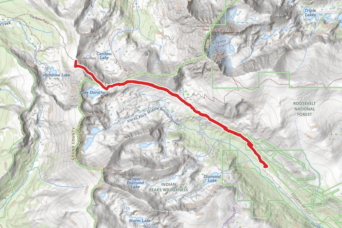 Caribou Pass via Arapaho Pass Trail