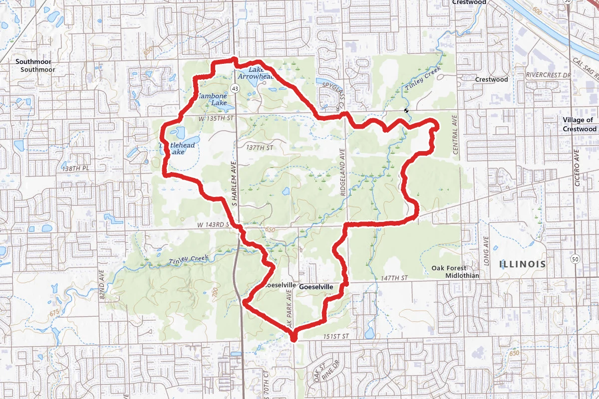 Tinley Creek Red Trail Loop via 135th Street