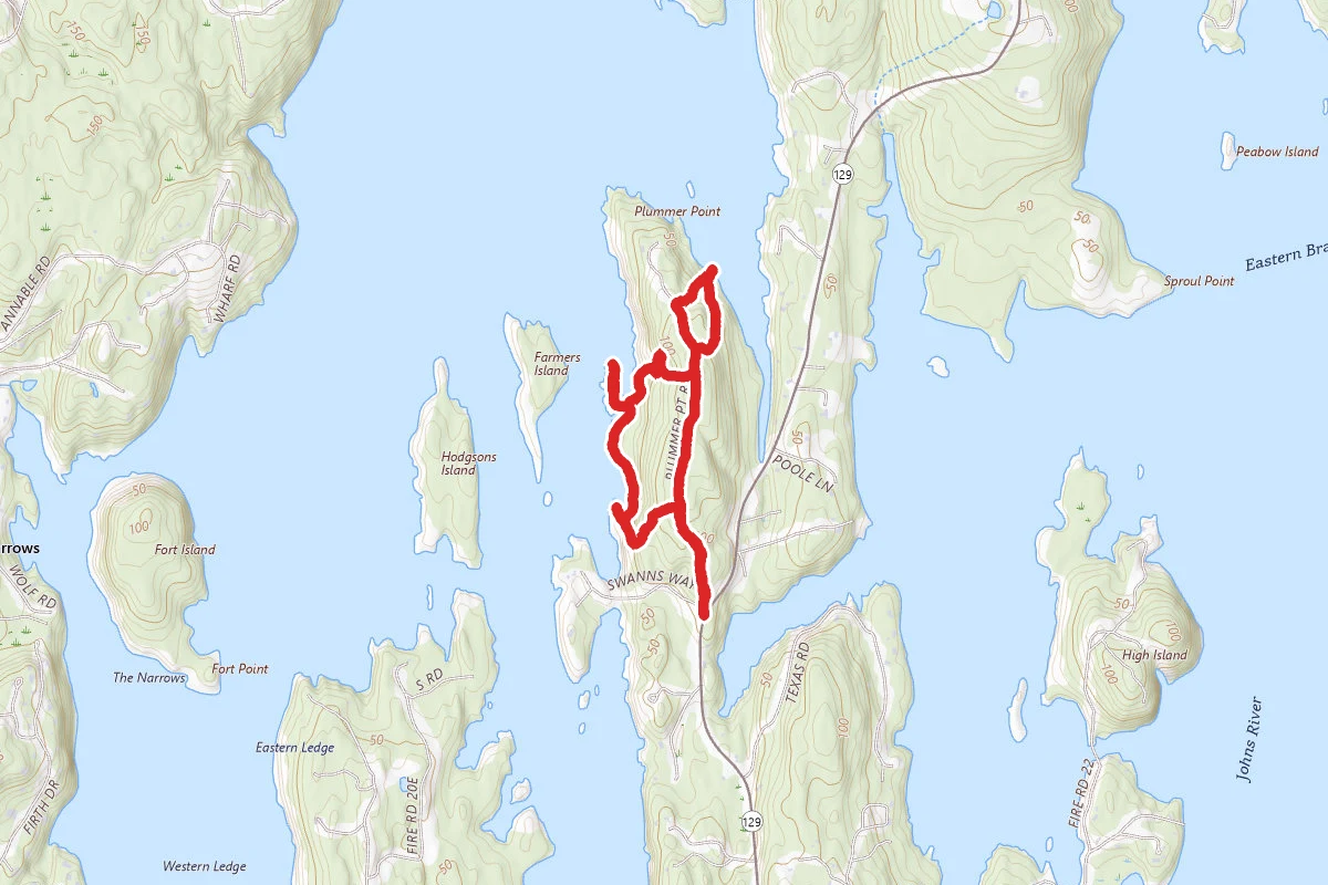 Cove View, Shore, Kelsey Quarry and Plummer Cove Trail