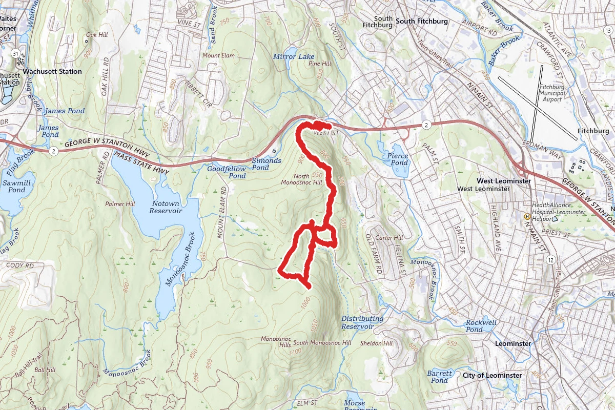 Central Monoosoc Ridge Trail Loop via MA2