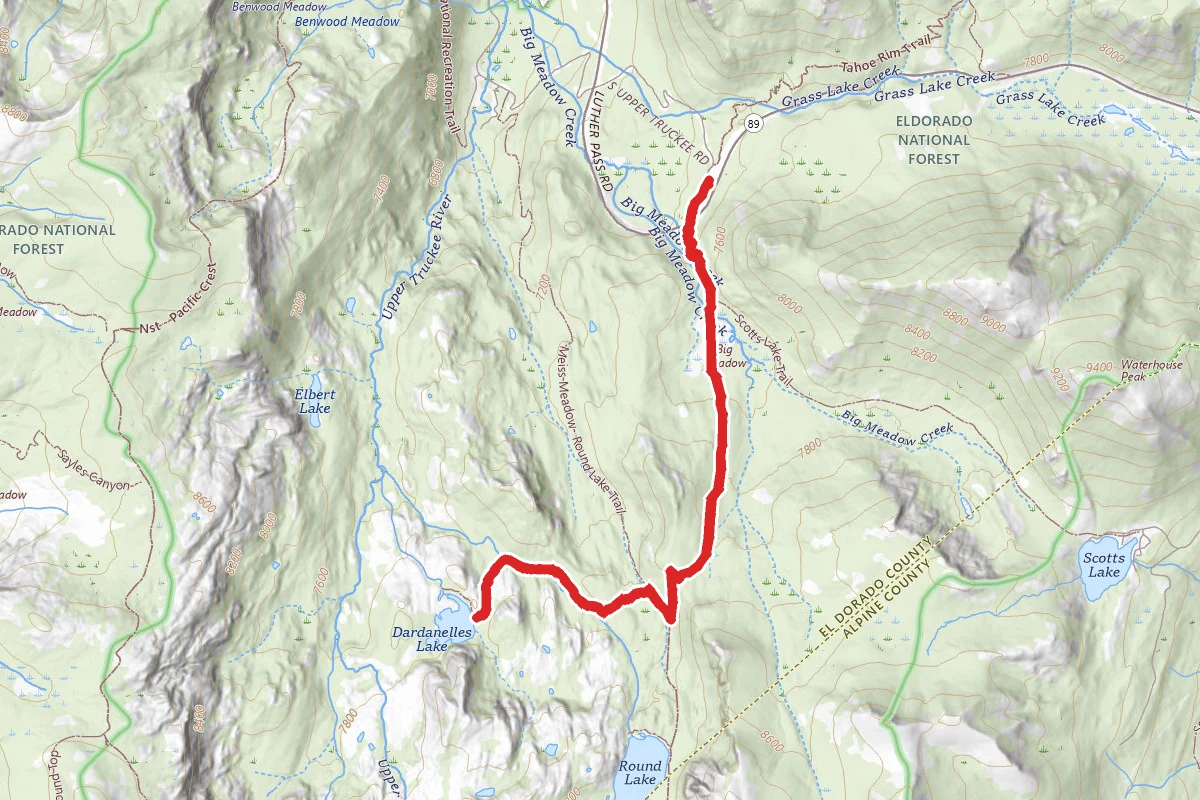 Big Meadow to Dardanelles Lake via Tahoe Rim Trail
