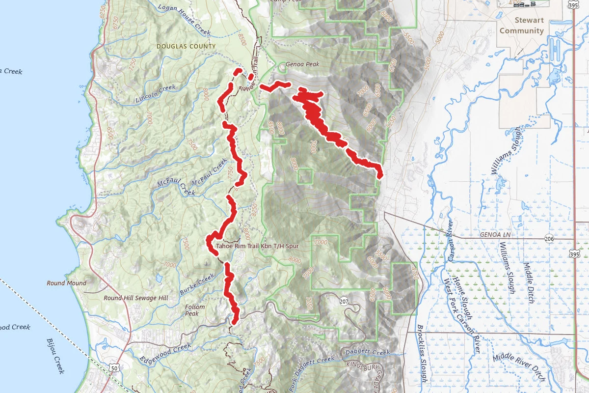 Kingsbury Pass to Pints via Tahoe Rim and Sierra Canyon Trails