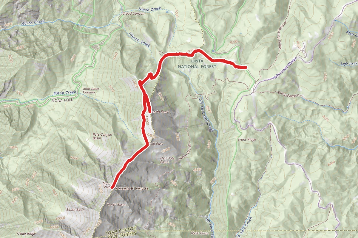 North Peak Trail and Mount Nebo Trail