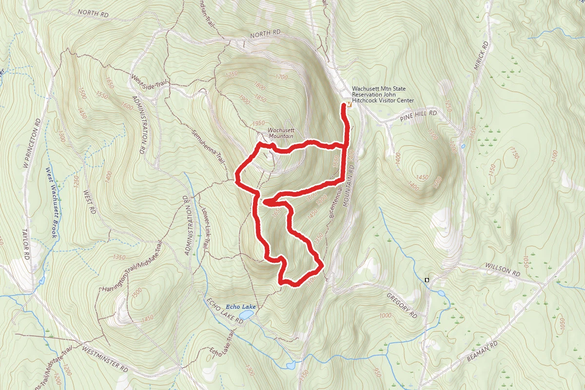 Pine Hill, Harrington, Jack Frost, Bicentennial, and Mountain House Trail Loop