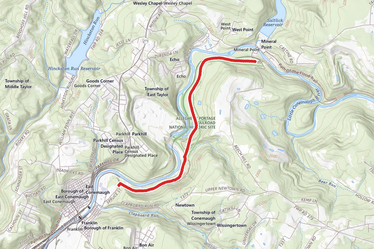 Path of the Flood Trail to Staple Bend