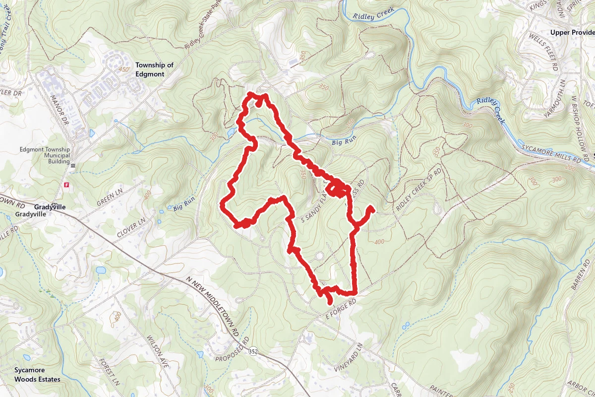 Ridley Creek White Trail to Blue Trail Loop