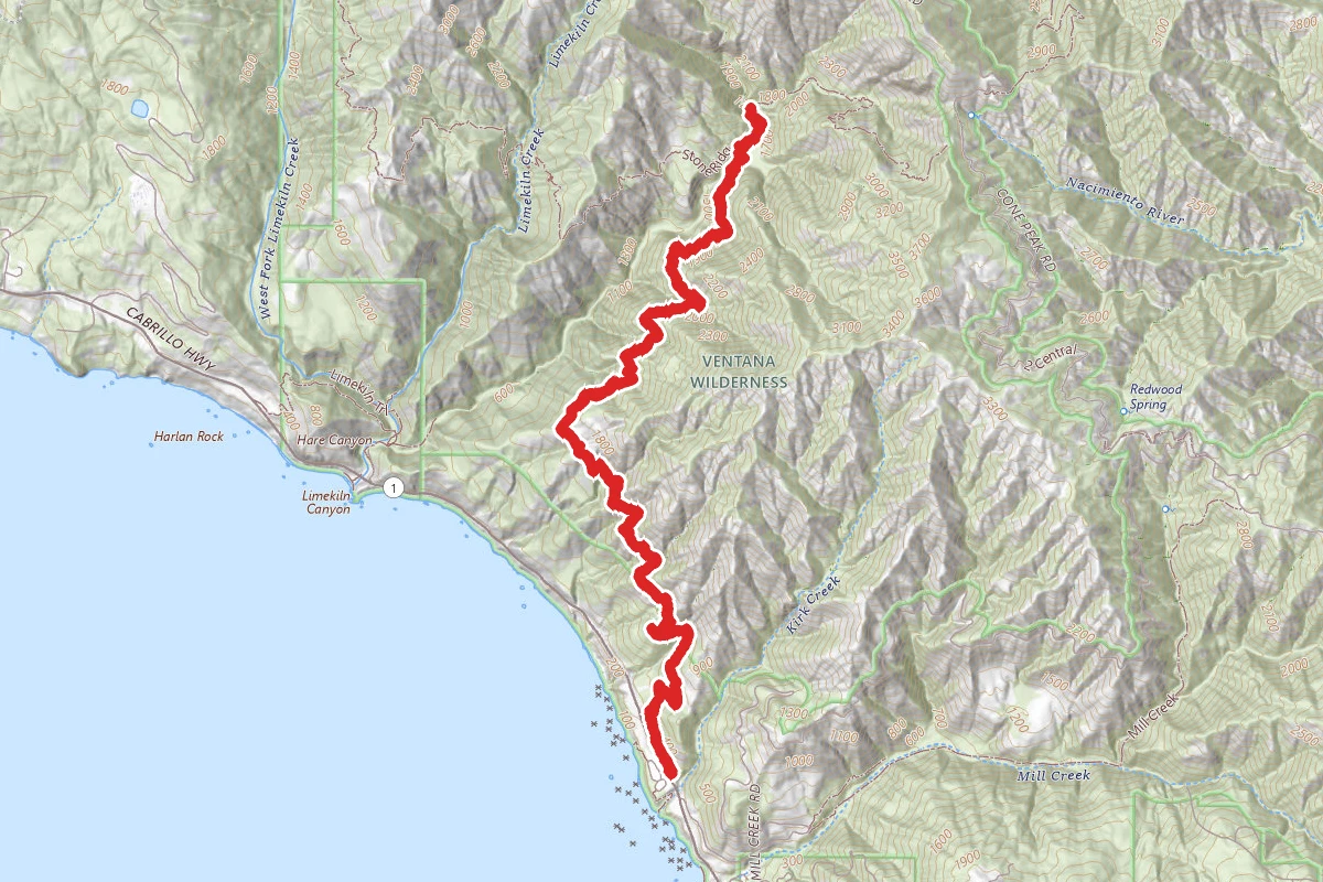 Kirk Creek Campground to Vicente Flat Trail