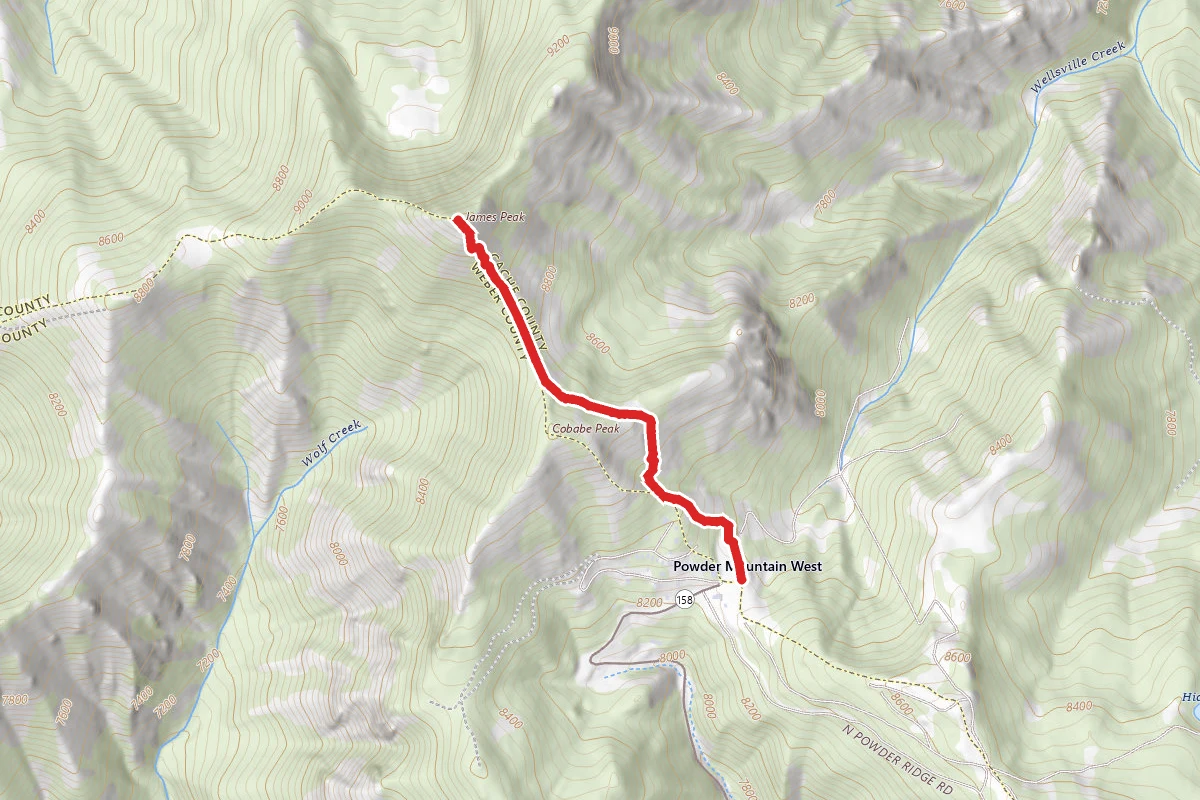 James Peak Via Powder Mountain Ski Area Trails