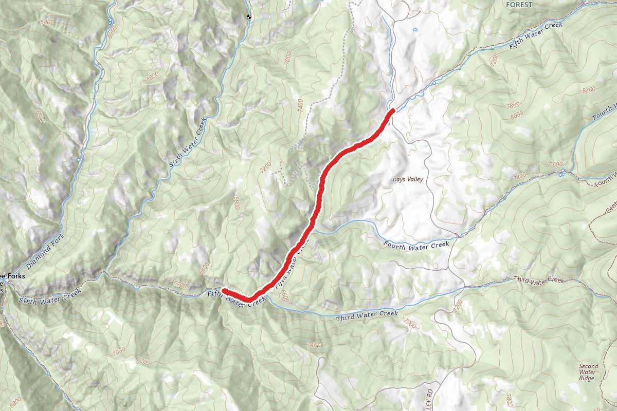 Fifth Water Hot Springs from Rays Valley Trailhead