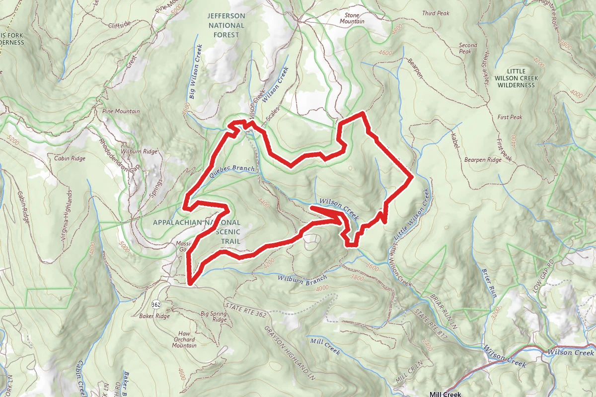 Appalachian Trail and Wilson Creek Trail Loop