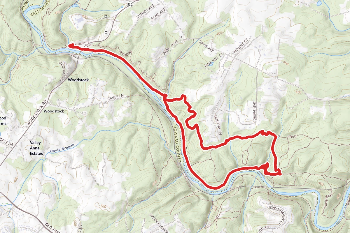 Thru Trail (White), Lower Thru Trail and Blasphemy Climb