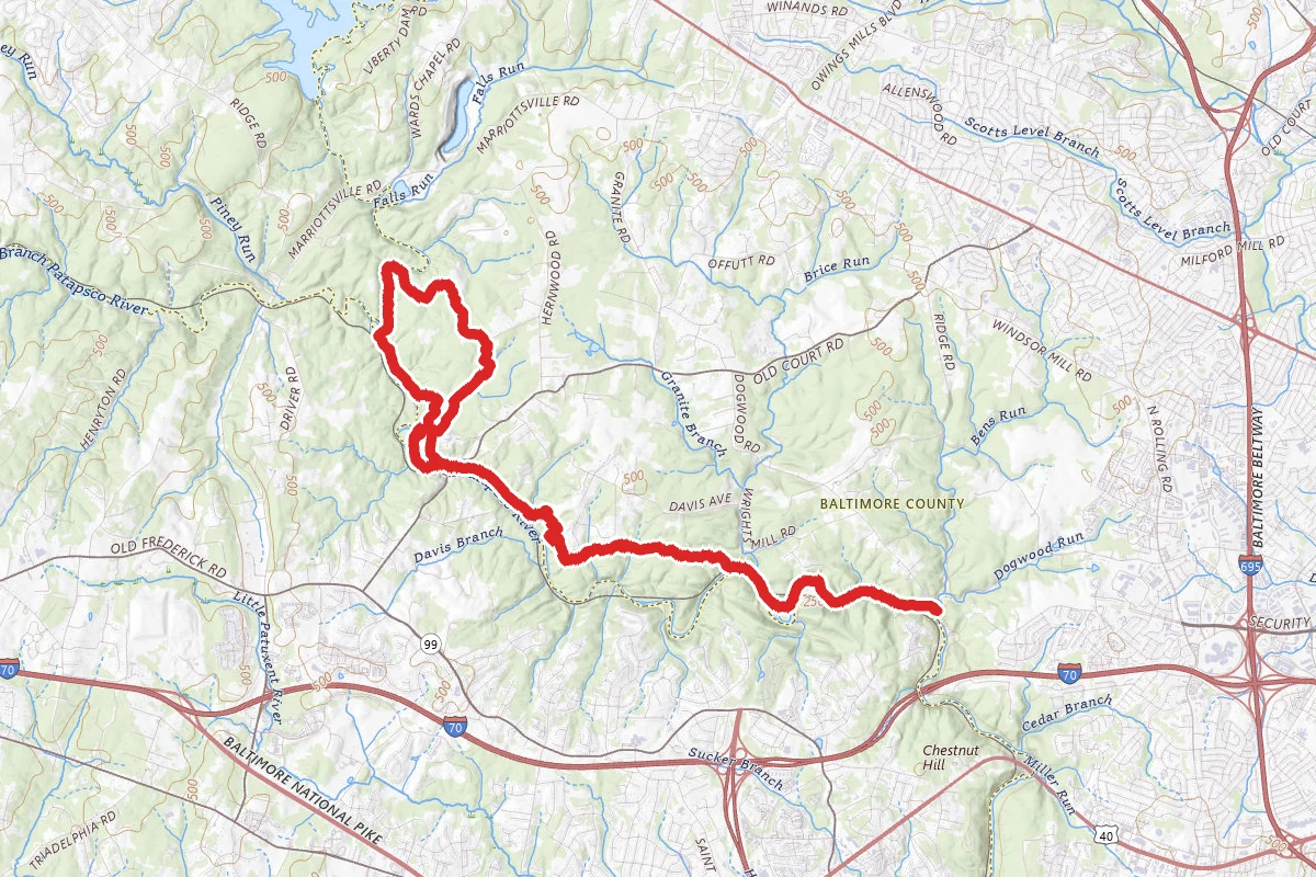 Quaker Hill to McKeldin via Thru Trail (White)