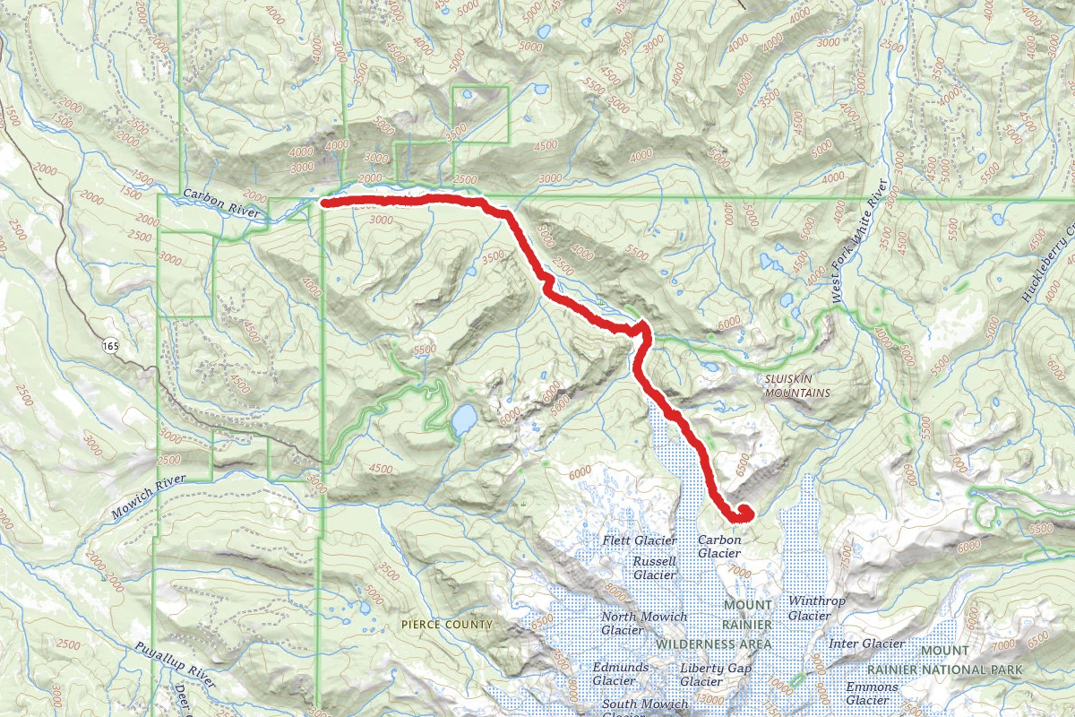 Mystic Lake via Carbon River and Wonderland Trails