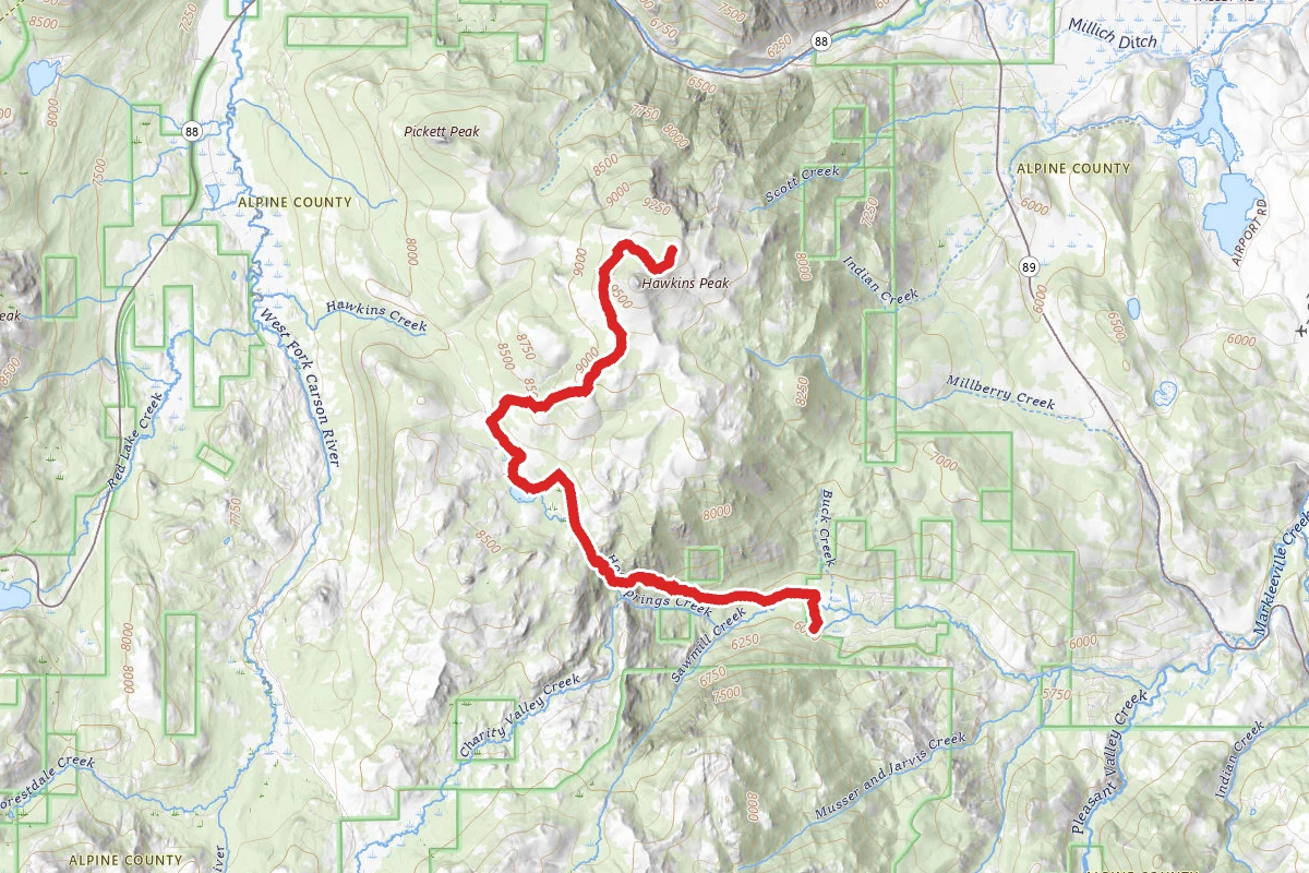 Grover Hot Springs to Hawkins Peak Trail