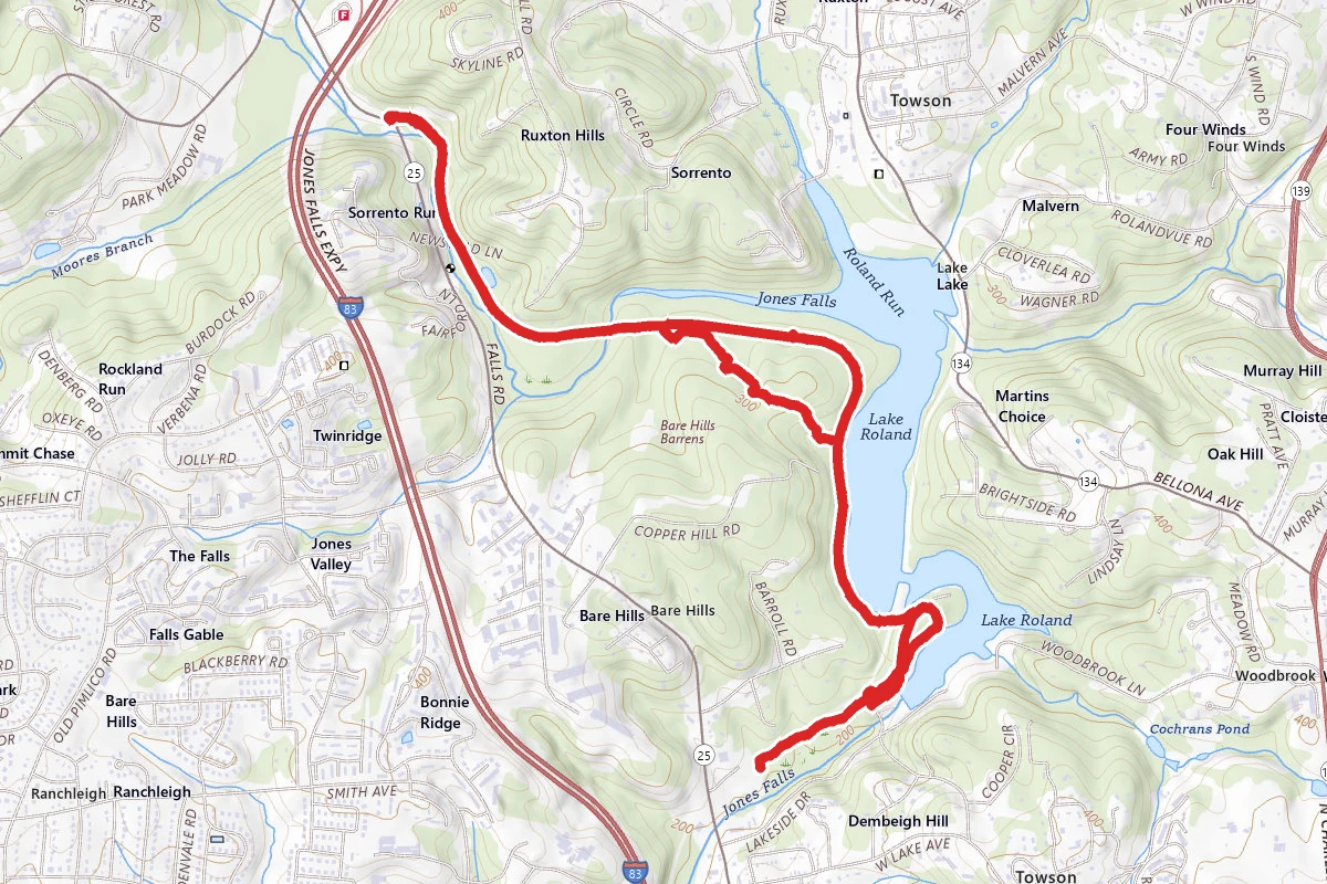Lake Roland Red and Green Trail