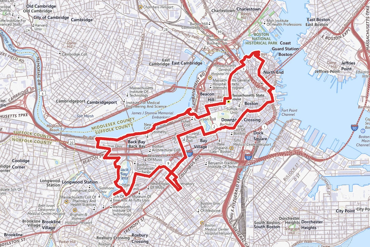Boston City View Bike Route