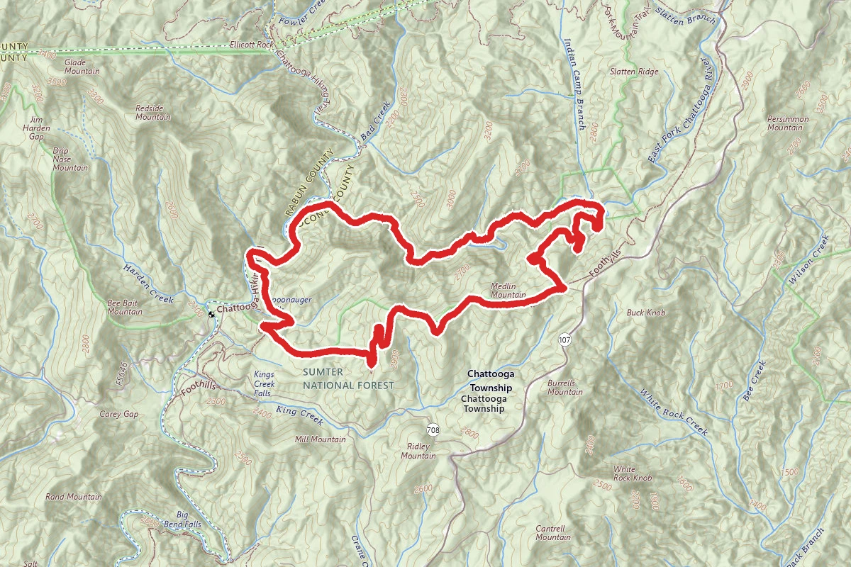 East Fork, Chattooga River, Foothills Connector, and Foothills Trails Loop