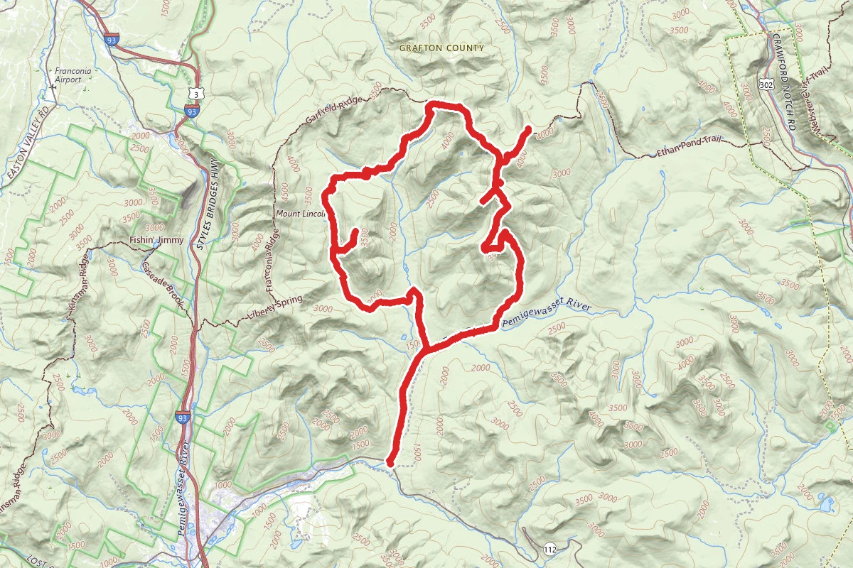 Lincoln Woods Trail to Franconia Brook Trail Loop