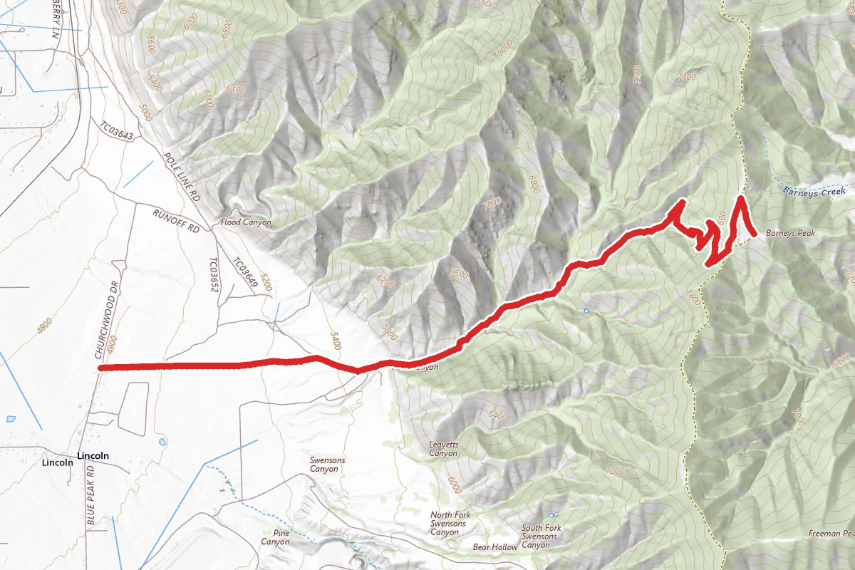 Barney Peak via Pass Canyon