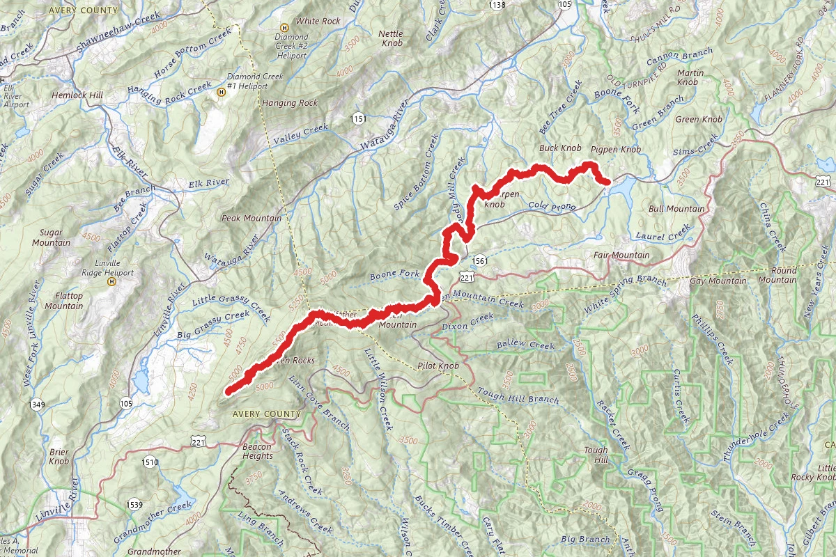 Grandfather Mountain to Boone Fork