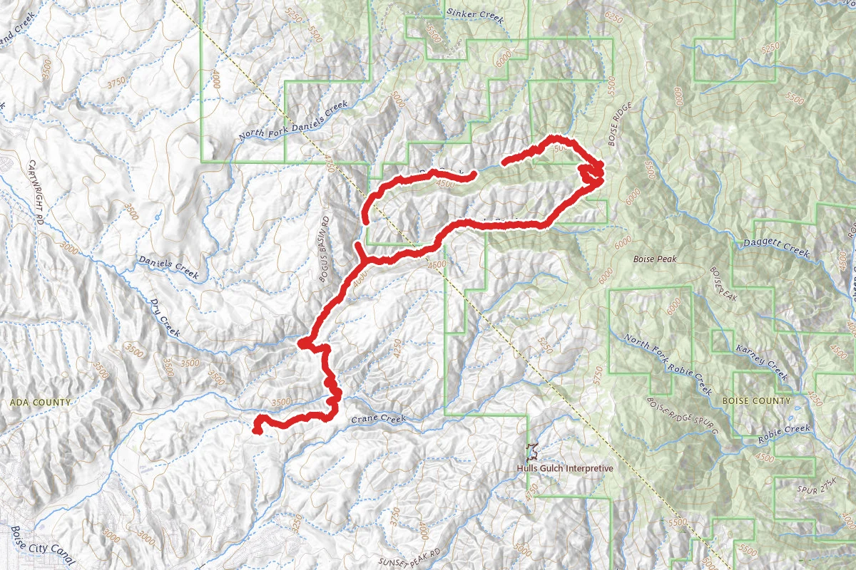 Corral to Hard Guy to Shingle Creek to Dry Creek Loop