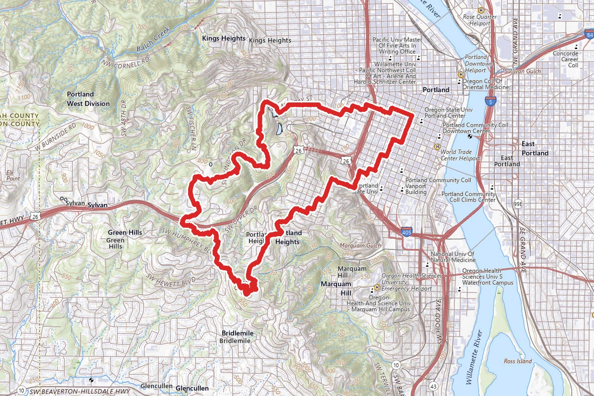 Downtown to Council Crest Park Loop