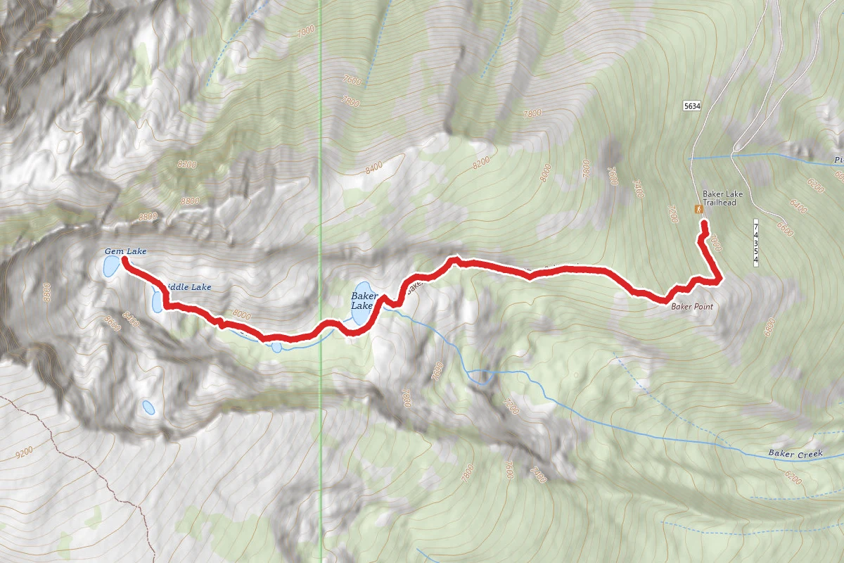 Middle Lake and Gem Lake Trail